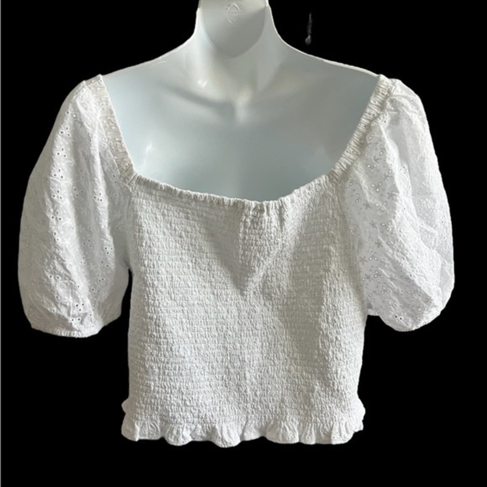 1. State White Off Shoulder Summer Eae Peasant Blouse XL - Picture 2 of 5